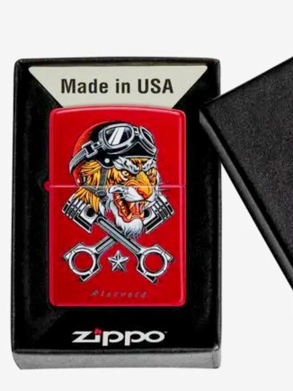 Rick Rietveld® Tiger Design Candy Apple Red Zippo Lighter